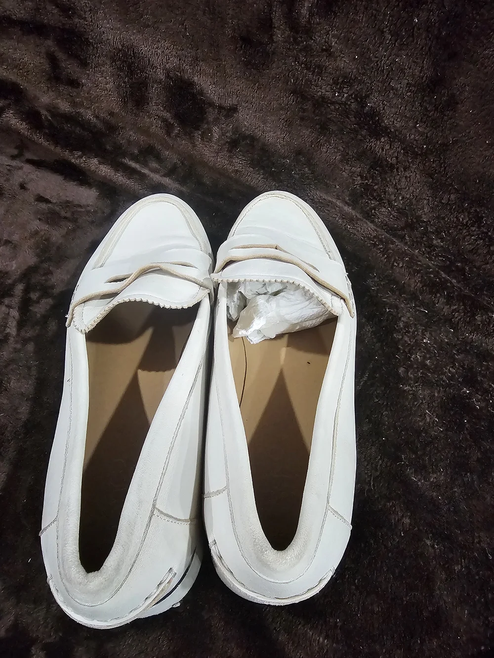 Franco Sarto White Leather Penny Loafers